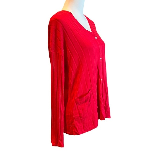 NWOT Jaclyn Intimates Women's Red Cardigan Sweater size medium - Picture 5 of 9